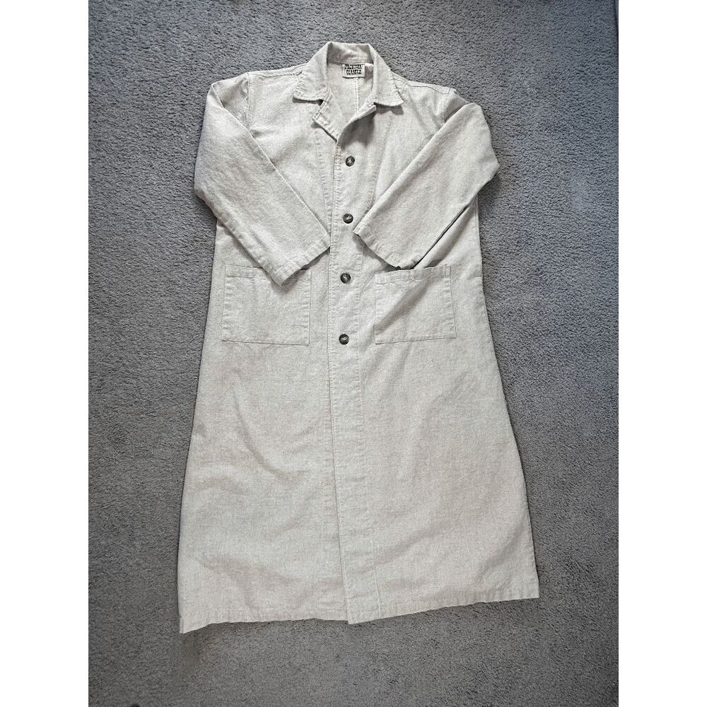 Frontier Classics Cotton/Linen Blend Long Duster Jacket Size Small (Read) Button
